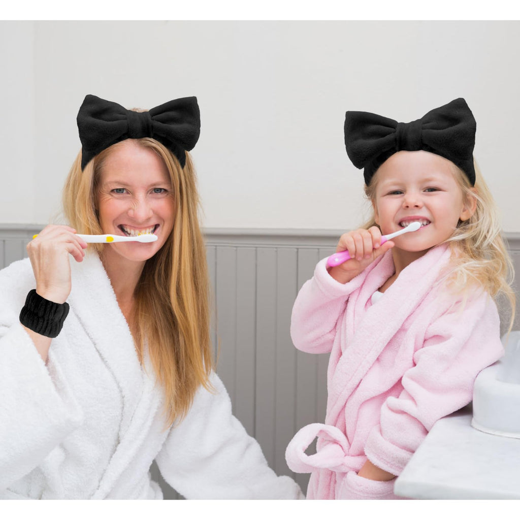 Spa Headbands 5 Pcs Bow Tie, Hair Band, Hair Clips Wristband Set