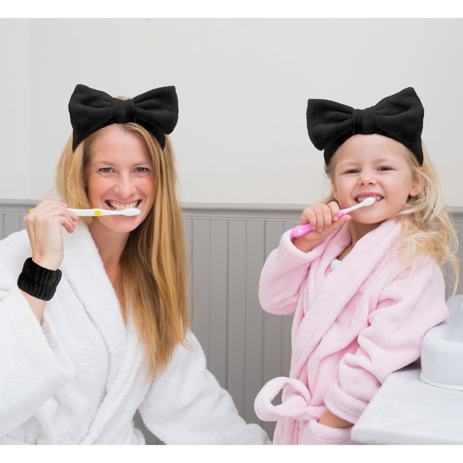 Spa Headbands 5 Pcs Bow Tie, Hair Band, Hair Clips Wristband Set