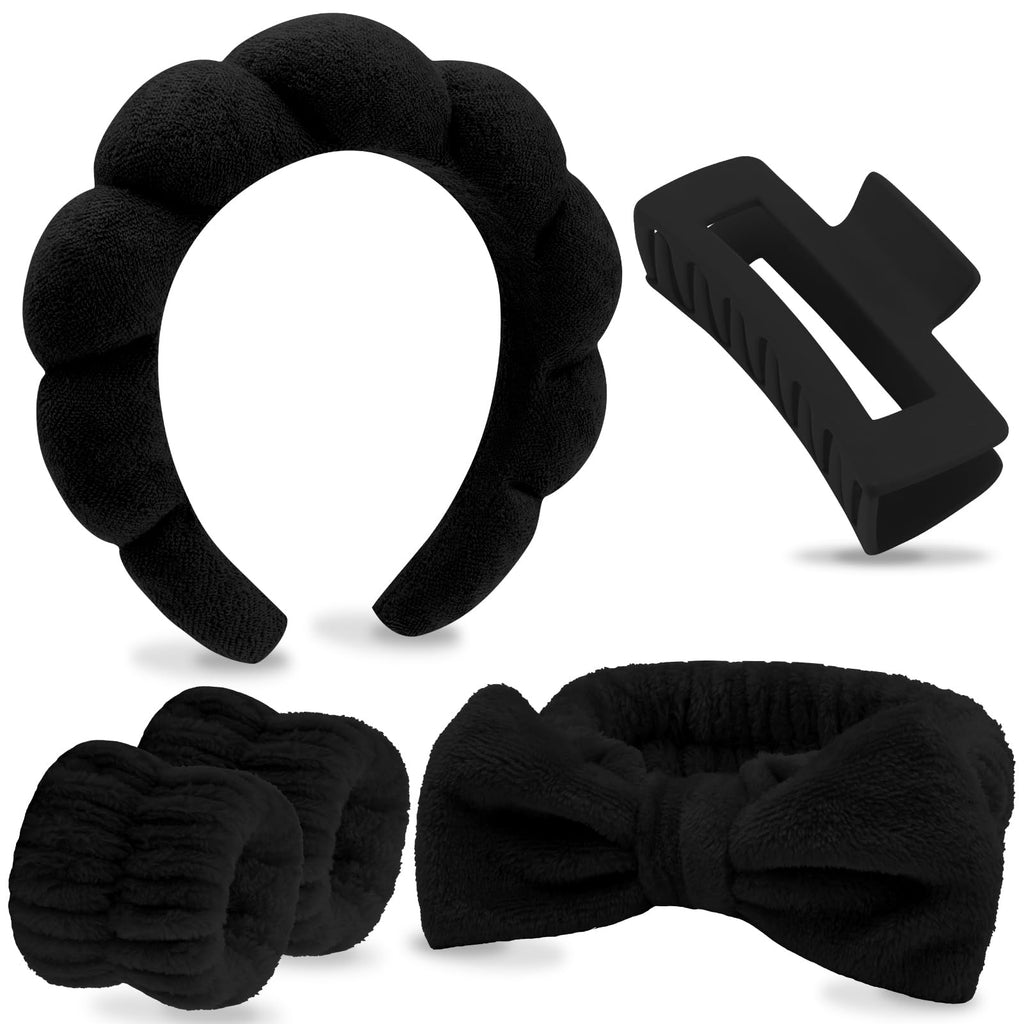 Spa Headbands 5 Pcs Bow Tie, Hair Band, Hair Clips Wristband Set