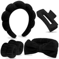 Spa Headbands 5 Pcs Bow Tie, Hair Band, Hair Clips Wristband Set
