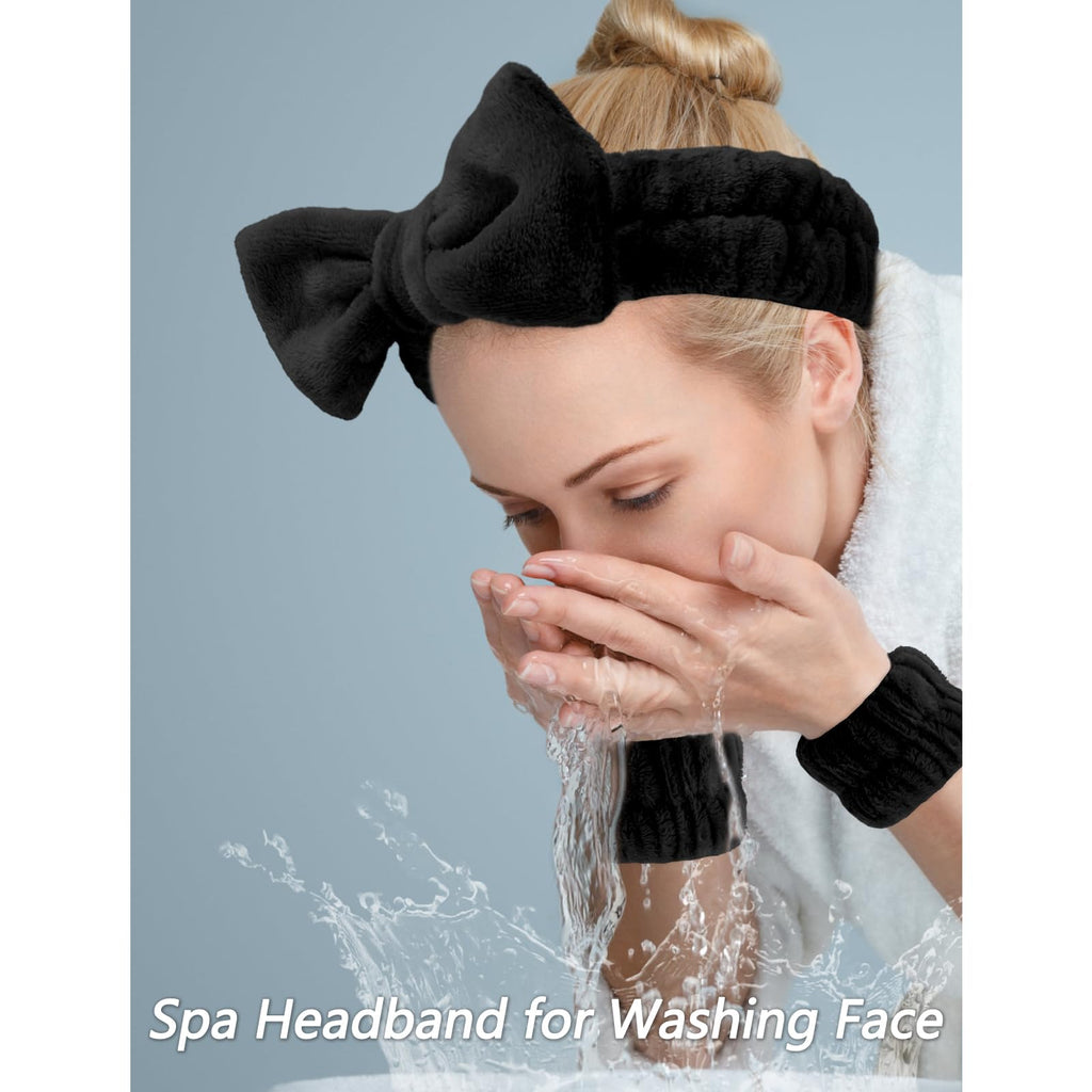 Spa Headbands 5 Pcs Bow Tie, Hair Band, Hair Clips Wristband Set