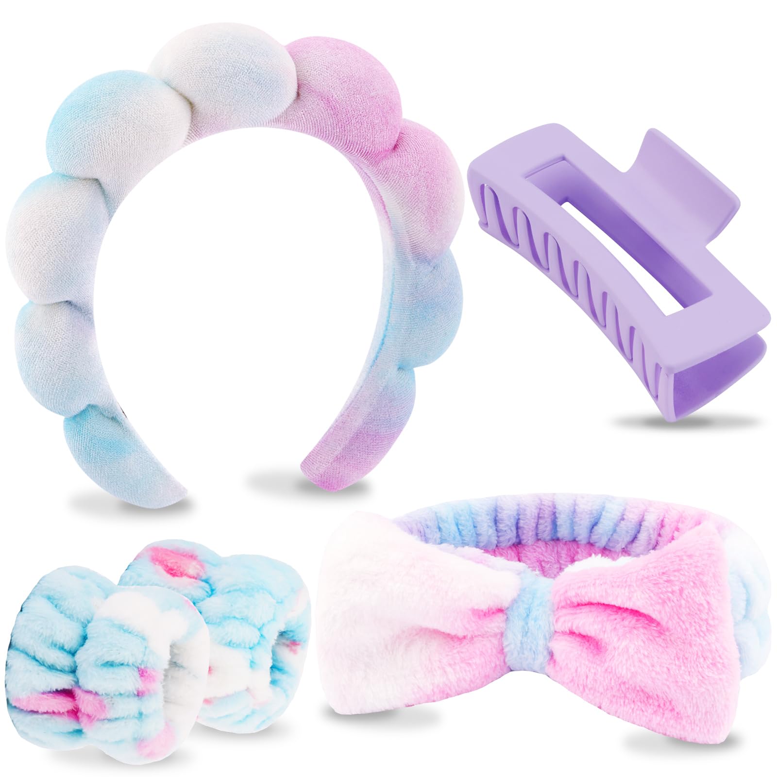 Spa Headbands 5 Pcs Bow Tie, Hair Band, Hair Clips Wristband Set